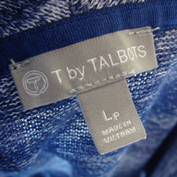 T by TALBOTS Marled Blue Long Sleeve SWEATER Knit COWL Neck Top Sz LP - Picture 6 of 6